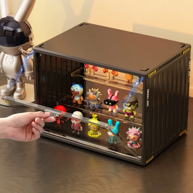 Popmart Display Cabinet Container Showcase Dustproof Storage Box Clear Bubble Mart Display Shelf Anime Figure Toy Storage Stand