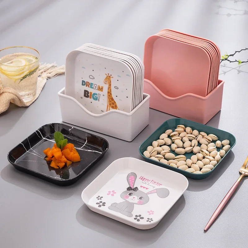 Korean Cartoon Plastic Tray, Multifunction Snack Cake Plate, Spit Bone Dish, Small Disk, Home Kitchen Accessories Supplies 2