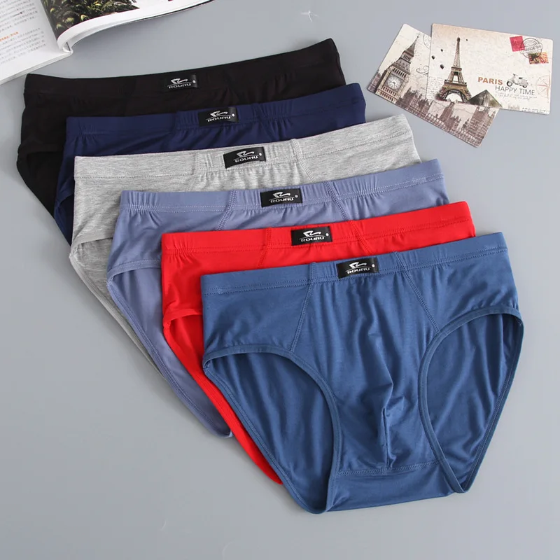 

Large Size Men's Briefs Men Bamboo Fiber Underwear Breathable Solid Color Loose Elastic Panties For Men Sexy Underpants Cueca