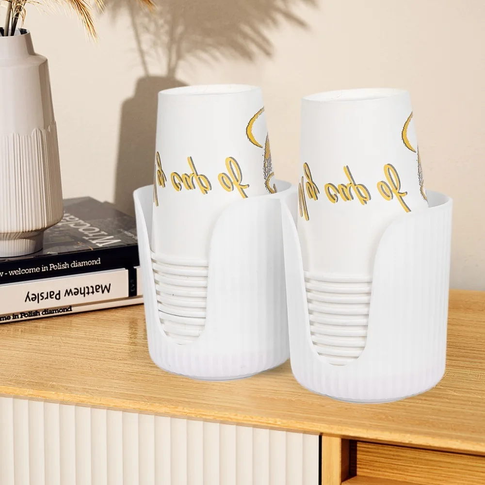 Disposable Paper Cup Storage Rack Practical Double Cup Holder Plastic Dispenser Mug Display Stand Organizer Household Supplies