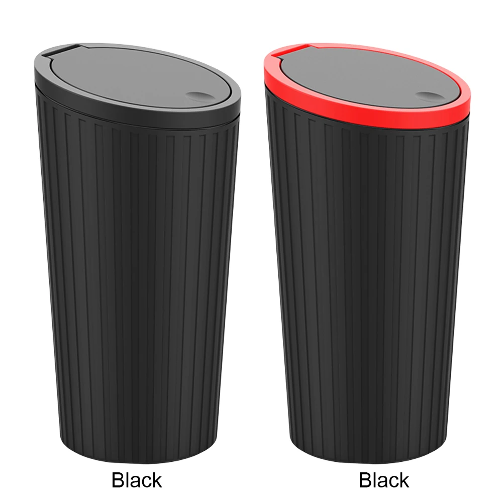 BMZX Car Trash Can with Lid Small Cup Holder Door Pocket Garbage Can Bin  Trash Container Fits Auto Home Office, Black