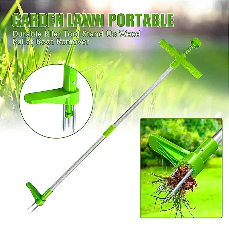 Claw Weeder Root Remover Outdoor Long Handle Killer Claw Weeder  Aluminum Stand Up Weed Puller Removable With Foot Pedal