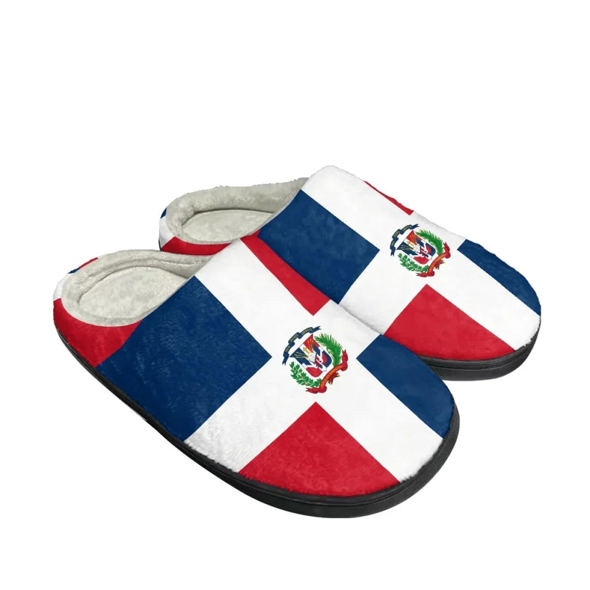 Winter Women Cotton Slippers Dominican Republic Flag Household Indoor Warm Slides Non-Slip Home Couple Footwear Print On Demand