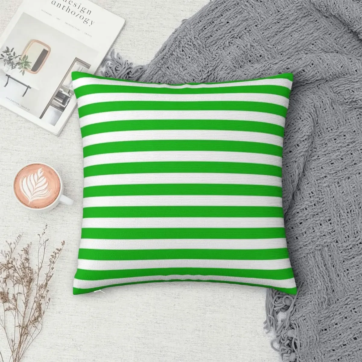 

Basic Green Stripes Horizontal Pillowcase Polyester Pillows Cover Cushion Comfort Throw Pillow Sofa Decorative Cushions Used