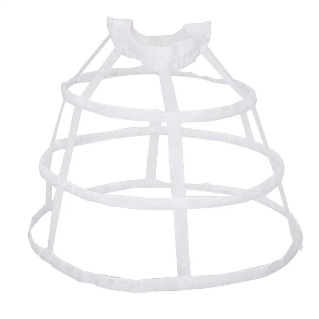 

Top Sale 3 Hoops Pannier Petticoat Birdcage Skirt Wedding Bridal Ruffles Wide Waistband Crinoline Slip Underskirt