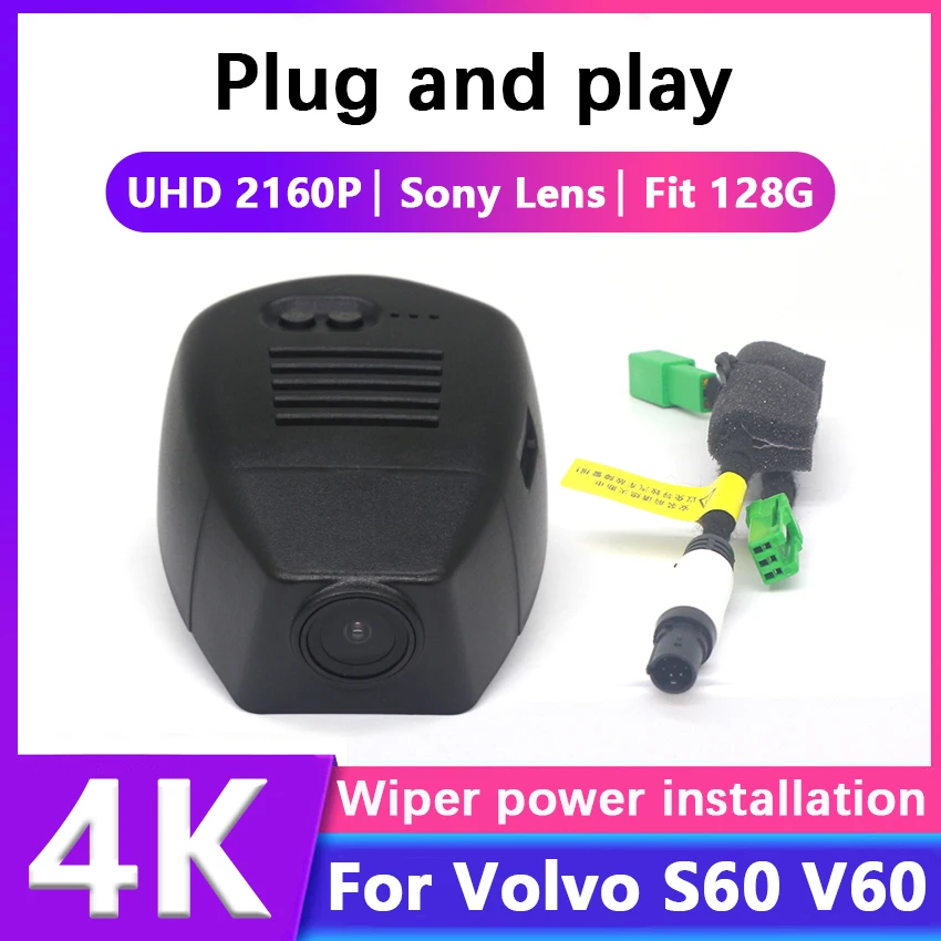 

Автомобильный видеорегистратор 4K 2160P, видеорегистратор для Volvo S60 V60 Cross Country 2018-2022 с управлением через мобильное приложение