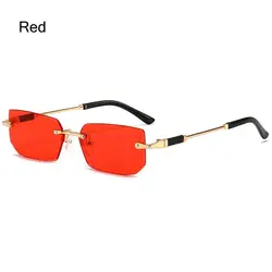 Chic Unisex Frameless Rectangle Sunglasses - Trendy Retro Shades with UV400 Protection (Red)