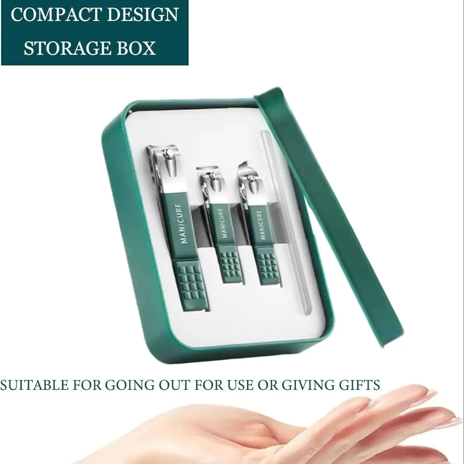 Nail Clippers Set Self Collecting Stainless Steel Nail Cutter Sharp Oblique Toenail Clippers File 4 Pieces