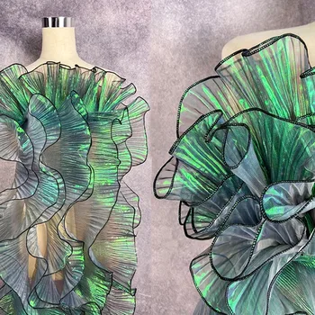 Nastro plissettato in tessuto di pizzo per vestire Abbigliamento artigianale laser Fornitura fai da te Abbigliamento Accessori per cucito Decorazione per cucire con volant