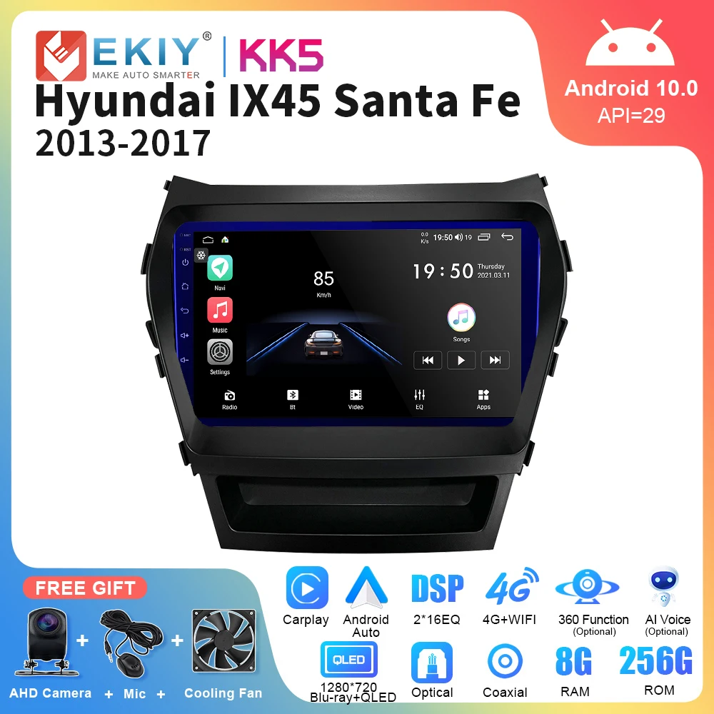 

EKIY KK5 Car Radio Hyundai IX45 Santa Fe 2013-2017 Multimedia Video Player Android Auto Carplay GPS Navigator Stereo 2Din DVD HU