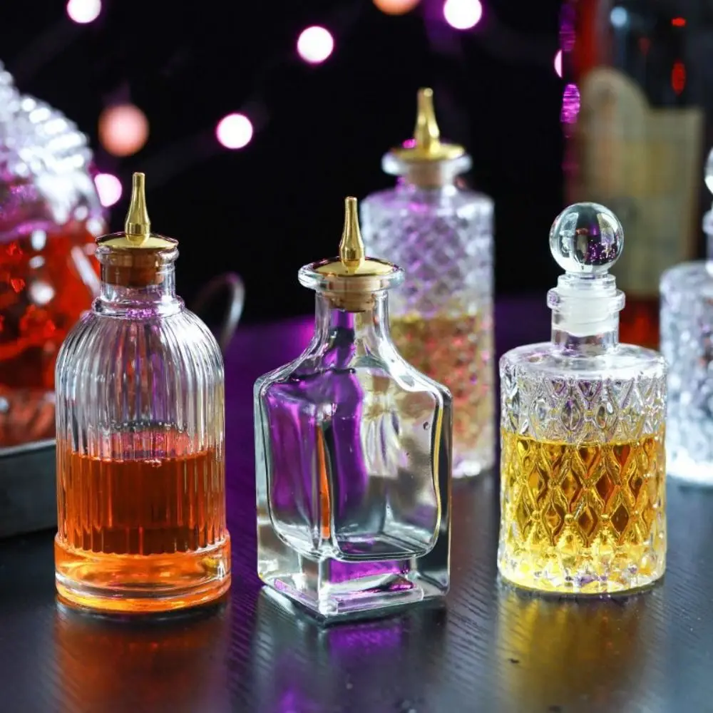 Vintage Bottle of Bitters Japanese-style Glass Via Bitter Dispenser Bottle Multi-function Sealing Bartender Bottle Party