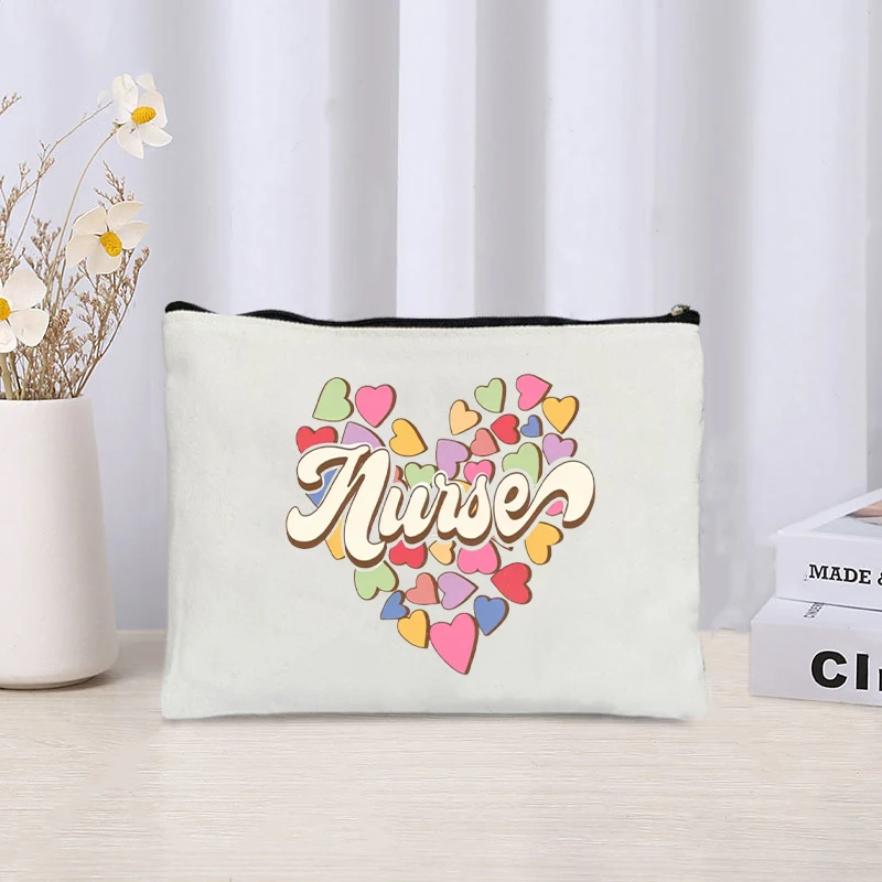 Medical Supply Nurse Printed Canvas Cosmetic Bag Organizer Sundry Zipper Storage Pouch  Makeup Bags Office Supplies Pencil Case 3