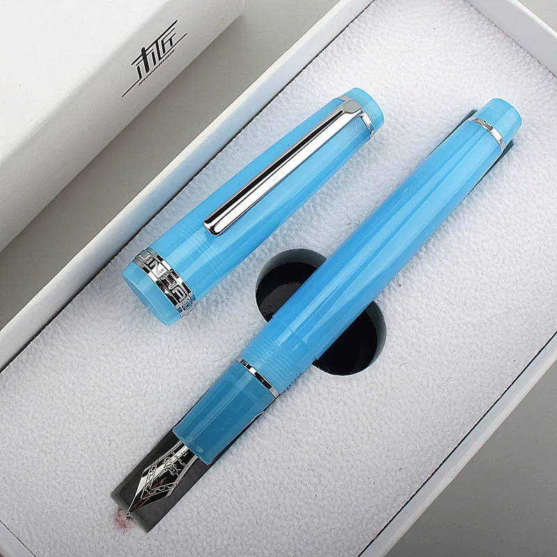

New Jinhao 82 Series Fountain Pen Acrylic F Nib School Office Supplies Business Writing Ink Pens silvery Clip Blue