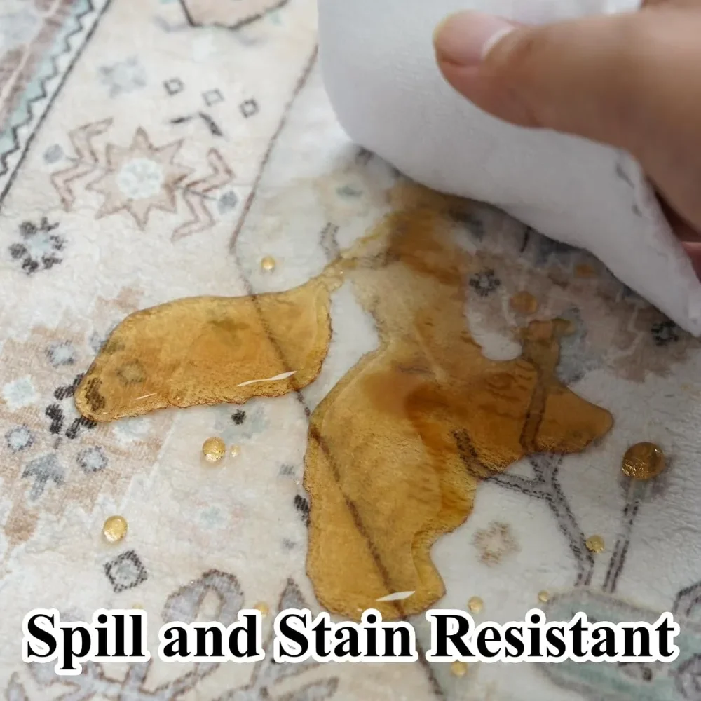 NEW-Living Room Area Rugs 10x14: Extra Large Area Rug Super Soft Distressed Oriental Rugs with Non-Slip Backing - Thin Stain Res