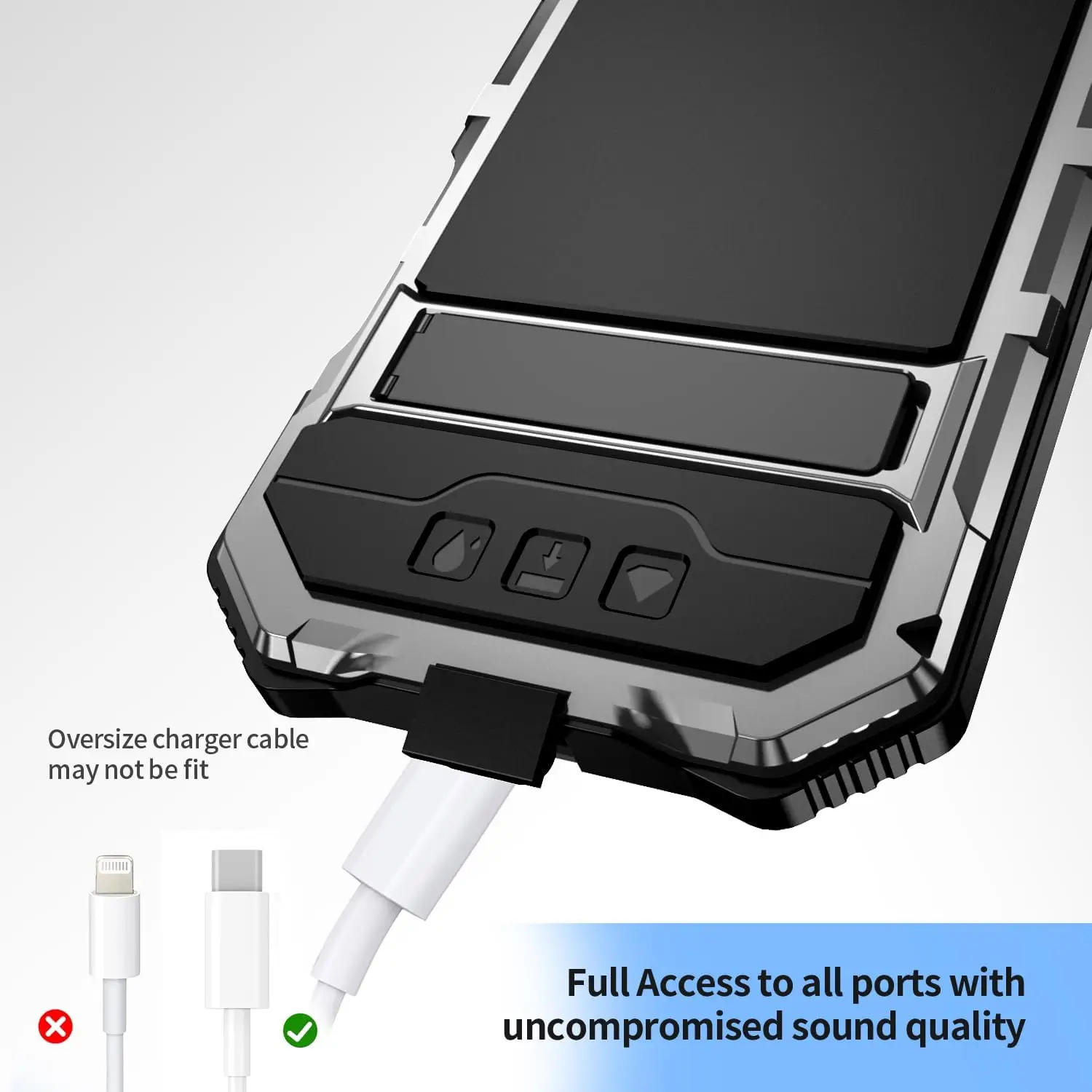 Triple-Layer Heavy Duty Metal Protective Case with Military-Grade Bumper and Screen Shield