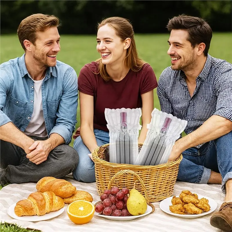 NEW-50팩 팩에 들어있는 풍선식 와인병 보호 가방, 안전한 병 운송을 위한 재사용 가능한 에어 컬럼 쿠션 슬리브