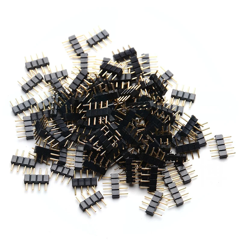 

10pcs/lot 4 Pin RGB Connector Adapter pin needle male type double 4pin,For RGB 5050 3528 LED Strip DIY lights insert