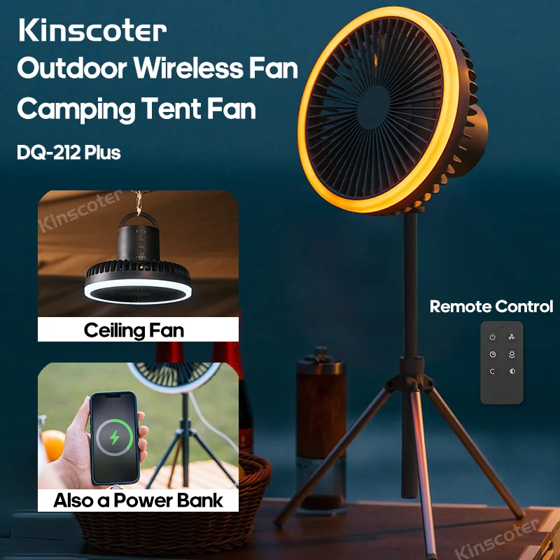 KINSCOTER Auto Oscillation Camping Ceiling Fan Outdoor Tent Air Circulator  Ventilator Fan Electric Wireless Desk Floor Fan - AliExpress