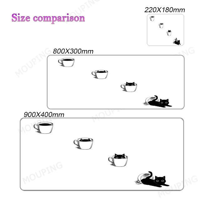 Kawaii Cat Mouse Pad Pink 90x40 Black and White with Cats Xxl Desk Mat Catpaw Mousepad Large Computer Slipmat Anime Accessories 23