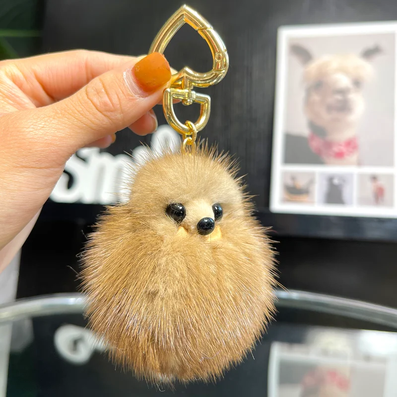 Fox Natural Mink Fur Real Fur Handmade Cute Key Chain Bag Accessory Car Keychain Keyrings Gift for Women Girl Accessories