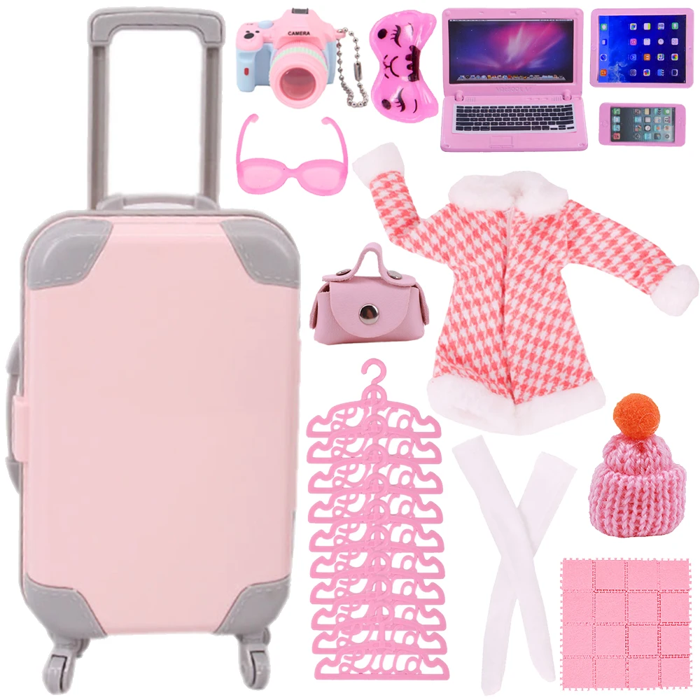 Pink Barbies Doll Clothes Shoes Furniture Accessories Travel Suitcase