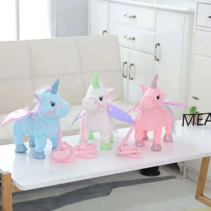Unicorn Leash Angel Horse Action Figure Walking Singing Electric Plush Toy 4