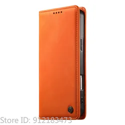 Premium Anti - Theft Leather Flip Phone Case - Business Wallet Design with Matte Book Cover Finish for Realme16 Pro Plus 5G (Orange)
