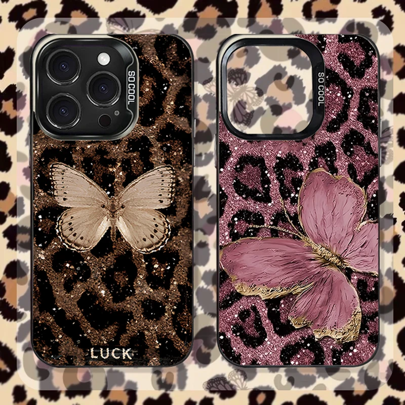 Chic Butterfly Leopard Matte Anti-Fall Phone Case