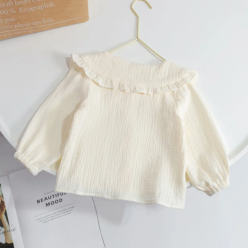Baby Girl's Clothing Toddler Shirt Sweet Lapel Long Sleeve Shirt Spring Girls Blouses Embroidered Cotton Tops 1-6 Years kids shirts