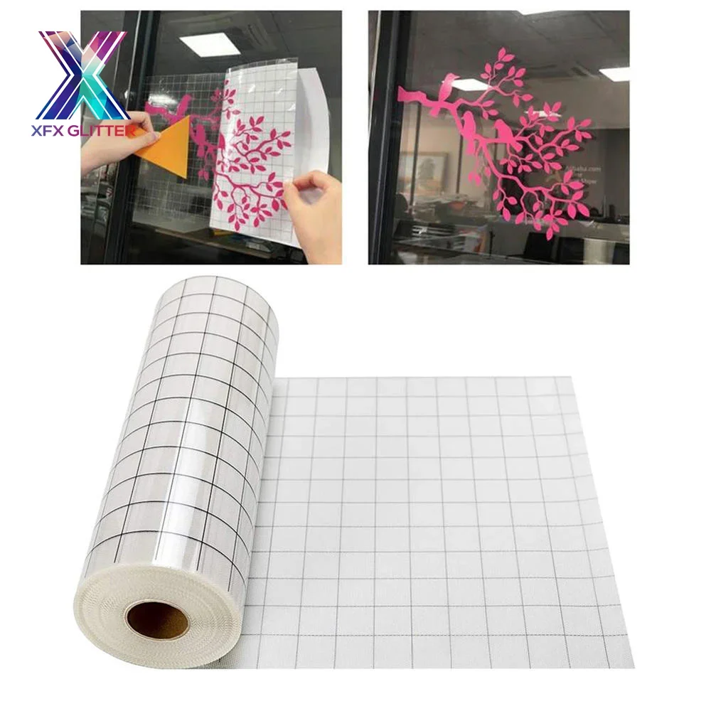 XFX HTV 30.5*300cm Vinyl Transfer Paper Tape Roll Adhesive Clear Alignment Grid Hotfix Paper Positioning Papers Stickers heat transfer vinyl adhesive vinyl sheets adhesive vinyl adhesive vinyl stickers adhesive vinyl film vinyl application tape