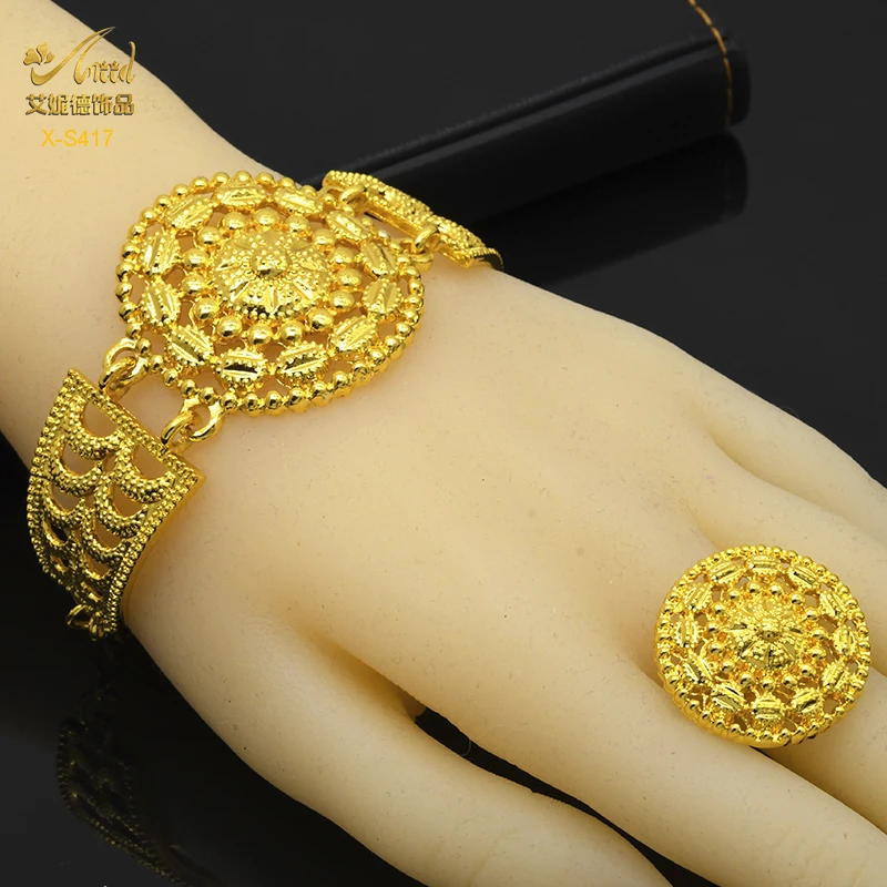 ANIID Luxury Indian Jewelry Sets for Women Party Dubai 24K Gold Color Necklace Set African Wedding Traditional Jewelry Gifts