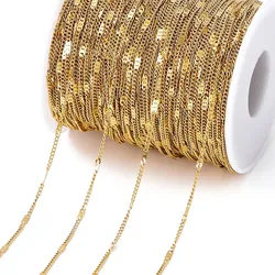 Gold Stainless Steel Beaded Chain for Jewelry Making - 2 Meters (1.45mm Gold 04)