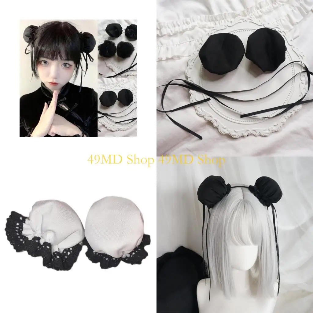 49md niedliche Chunli Hair Bun Covers Headwear Hair Hoop handgefertigtes Cosplay -Accessoires Chun Cosplay Frauen Superior