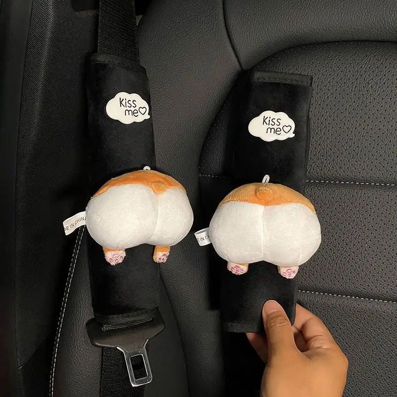 Seat Belt Covers Seat Belt Protector Pair of Cartoon Car Styling Seat Belt Cover Shoulder Strap Harness Cushion Shoulder Pad Protector Bow Tie Corgi Ass Bows Clouds
