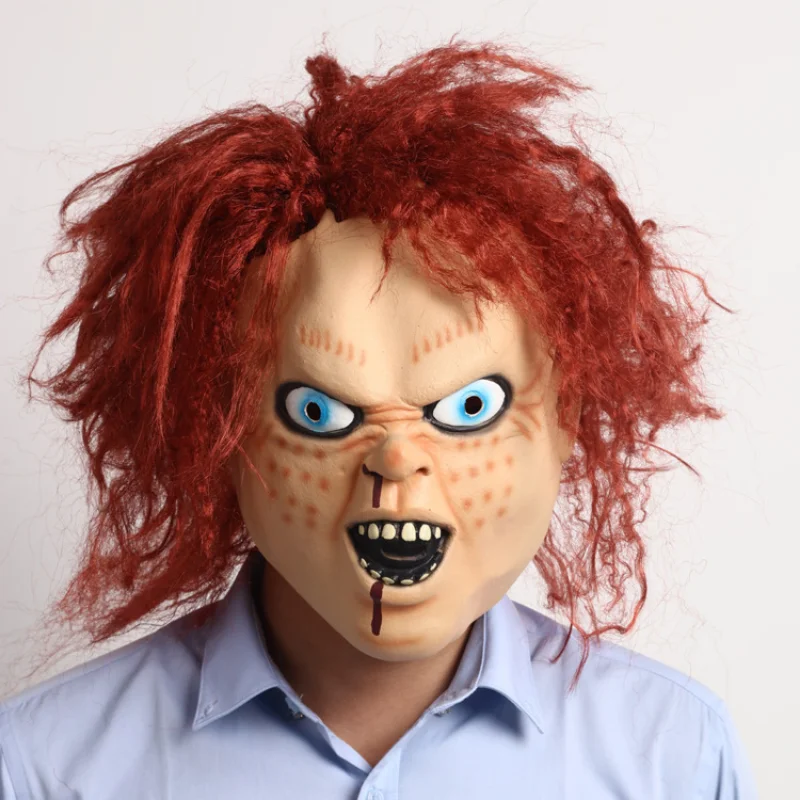 Ghost Doll Chucky Mask Maschera Per Capelli Lunghi In Lattice Spaventoso Copricapo Dell'Attore Halloween Horror Soul Doll Kids Party Cosplay Costume P