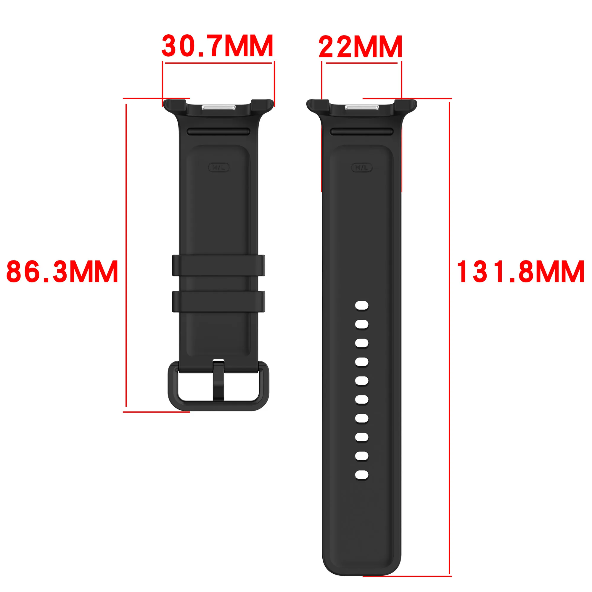 Silicone Replacement Watch Band - Adjustable Sports Strap