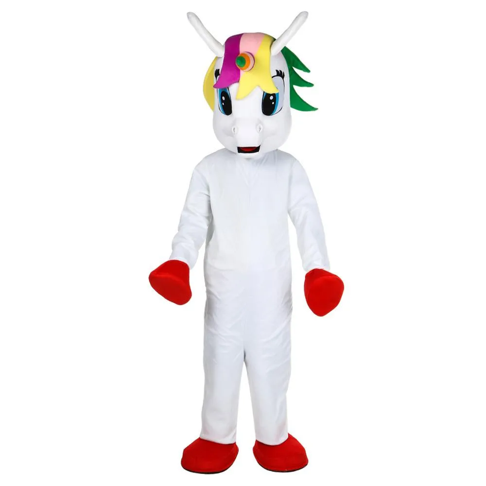 

Unicorn Mascot Costume Pegasus Rainbow Christmas Fancy Dress Animal Halloween Mardi Gras Party Funny Animation Show