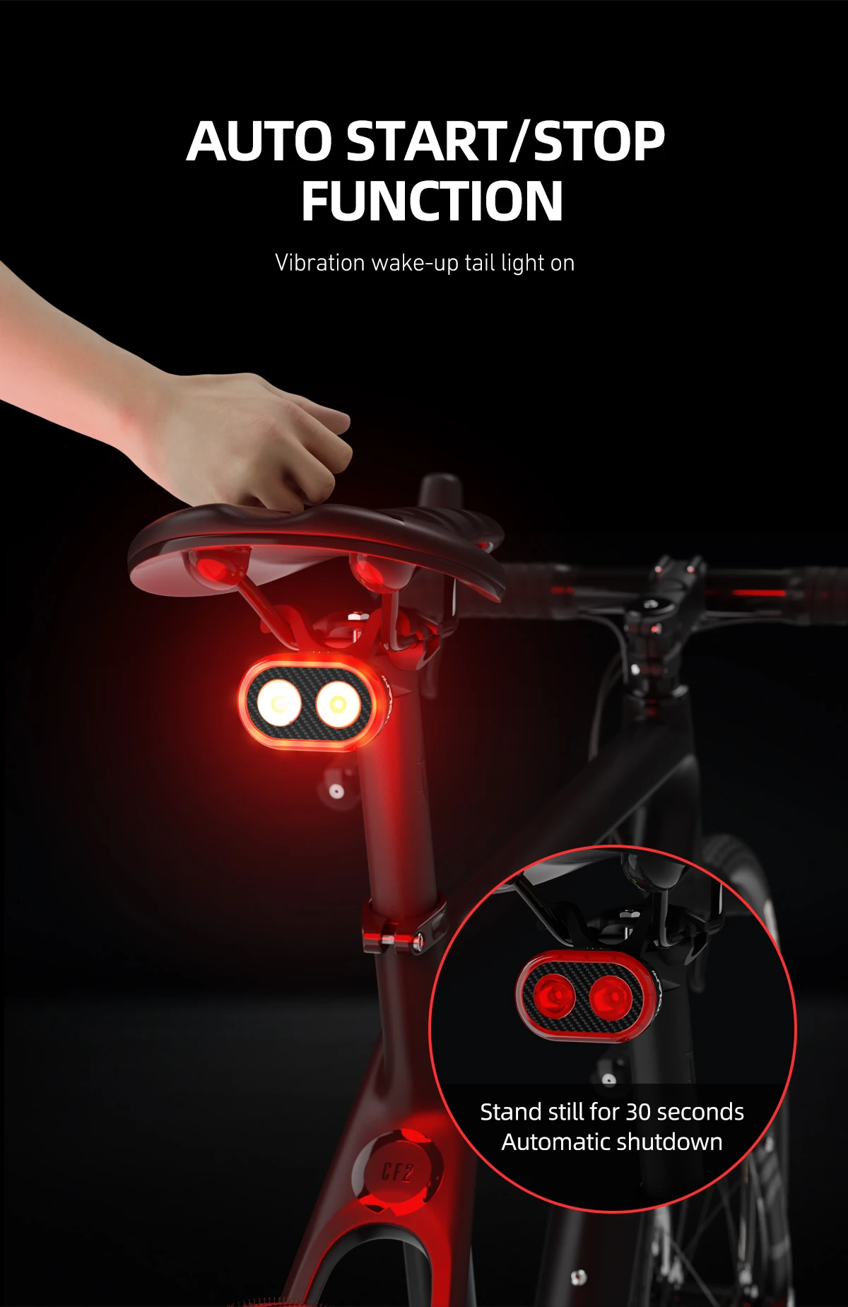 CYCLAMI CY200 Bike Smart Brake Sensing RearLight Tail Light IPX6