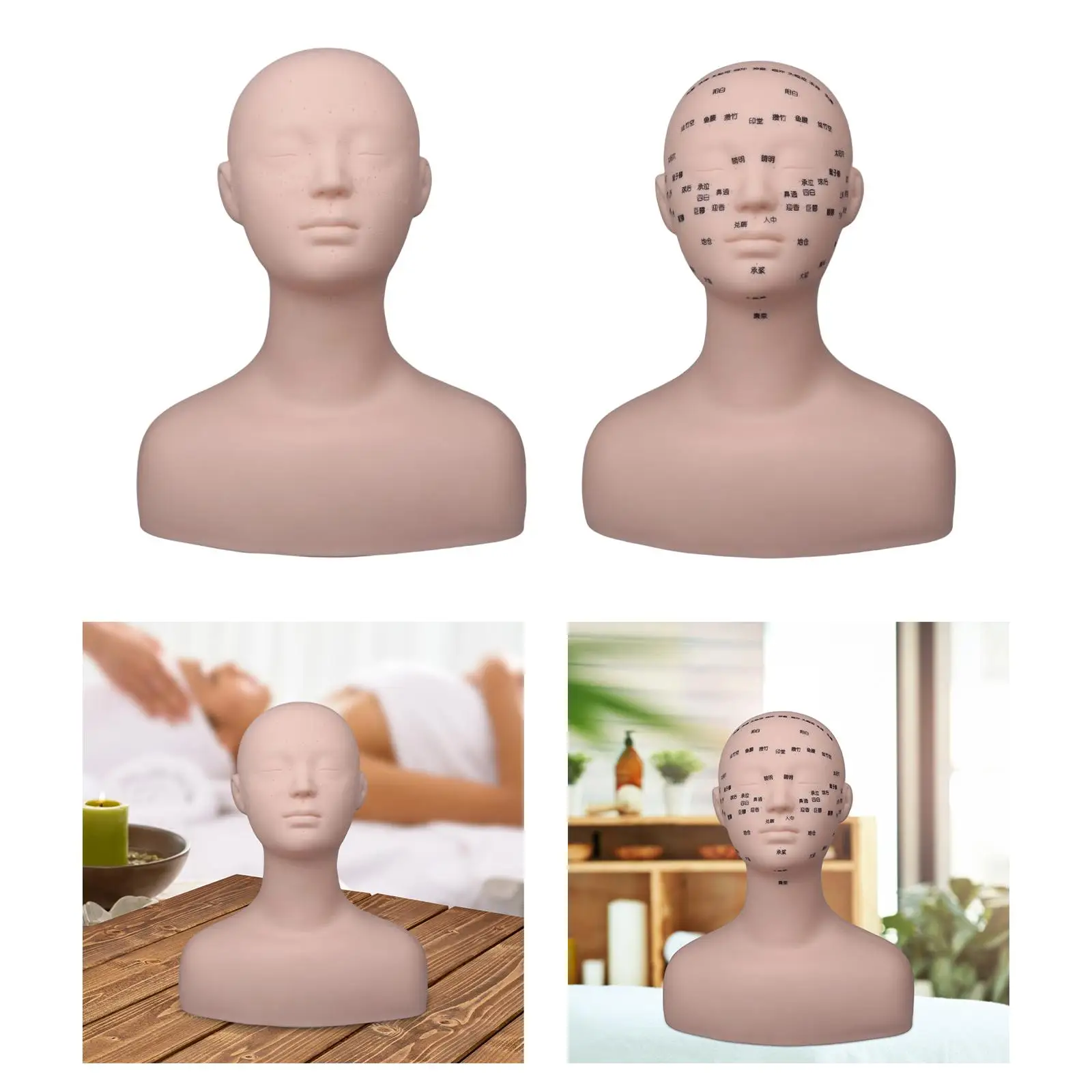 Practice Training Mannequin Flexible Realistic Cosmetology Doll Head Reusable For Massage Salon Acupuncture And Moxibustion