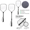Rubber Mesh Fly Fishing Net Bass Trout Landing Net Folding Fishing Hand Nets for Fresh Water Safe Fish Catching or Releasing 2