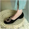 Flats Shoes Women's Spring Autumn 2022 New Casual Black French Square Toe Flats Rhinestone Loafers Ladies Shoe Plus Size 34-43 6