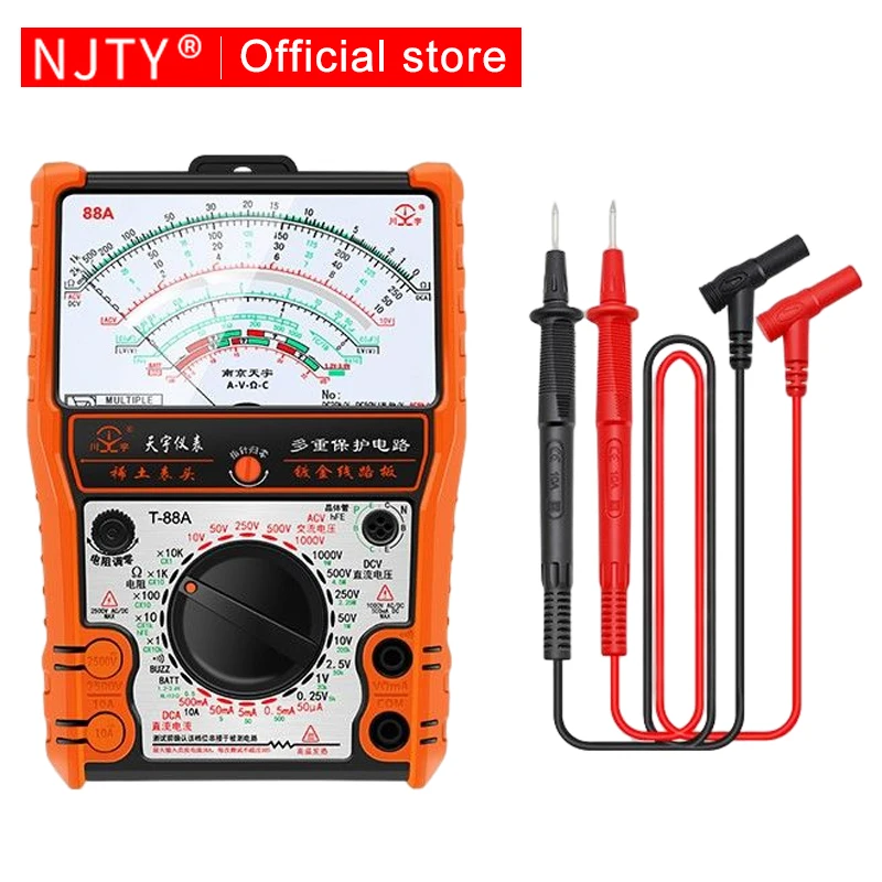 

NJTY High Precision Pointer Multimetro T88A T88B T88C AC DC 2500V Voltmeter Ammeter Resistor Analog Multimeter Tester tools