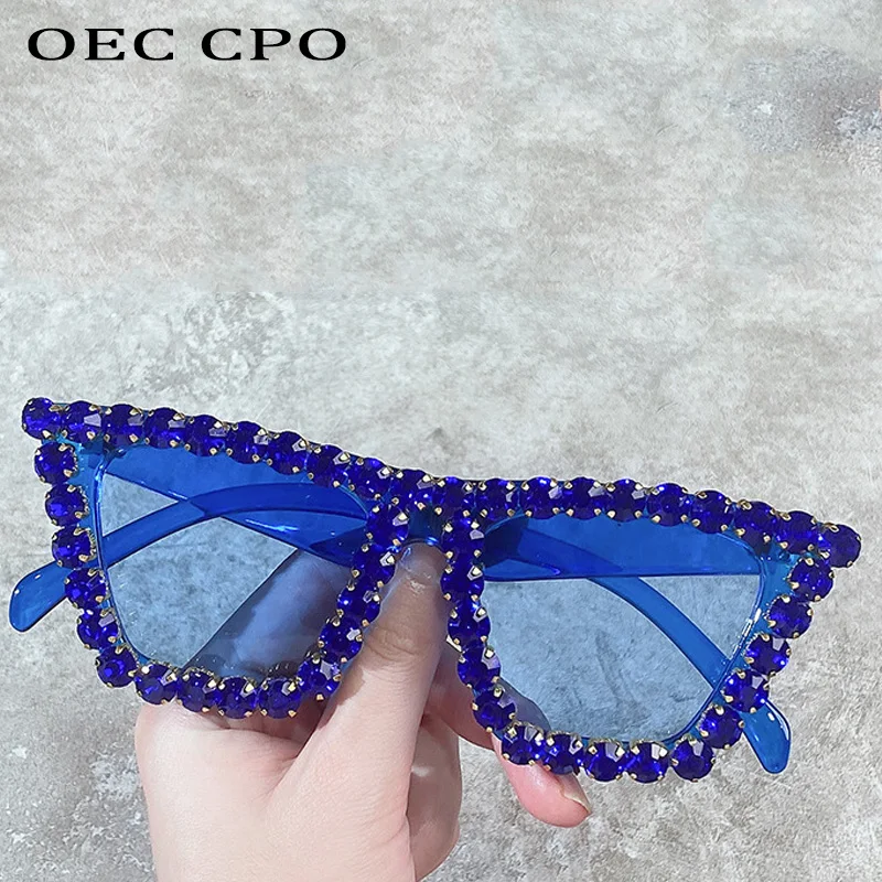 

OEC CPO Cat Eye Diamond Sunglasses Women Fashion Multicolor Rhinestones Sun Glasses Female Crystal Eyeglasses UV400 O1438
