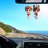 2pcs Cute Cartoon Acrylic Couples Car Decoration Accessories Romantic Figurines 2D Flat Marriage Keepsake Keychain Pendant 4