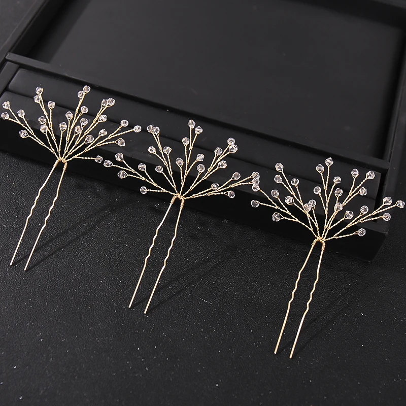 Fashion Crystal Pearl Rhinestone Hairpins Stick Hair Clip For Women Bridal Hair Accessories Party Wedding Clips Jewelry