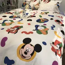 Disney cute cartoon Mickey Minnie four-piece bed simple and comfortable pure cotton children's duvet cover sheet
