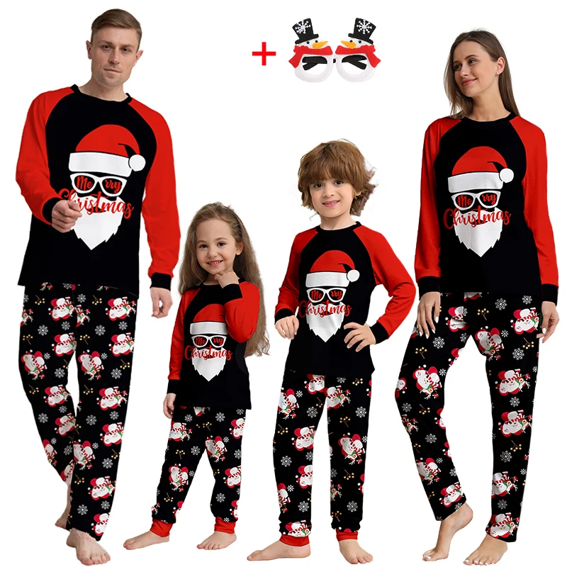 thumbnail image 1 of Conjunto de pijama navideño a juego para toda la familia con estampado de Papá Noel, de algodón, para invierno, para madre, padre, hija e hijo, pijama de aspecto familiar, 1 of 5