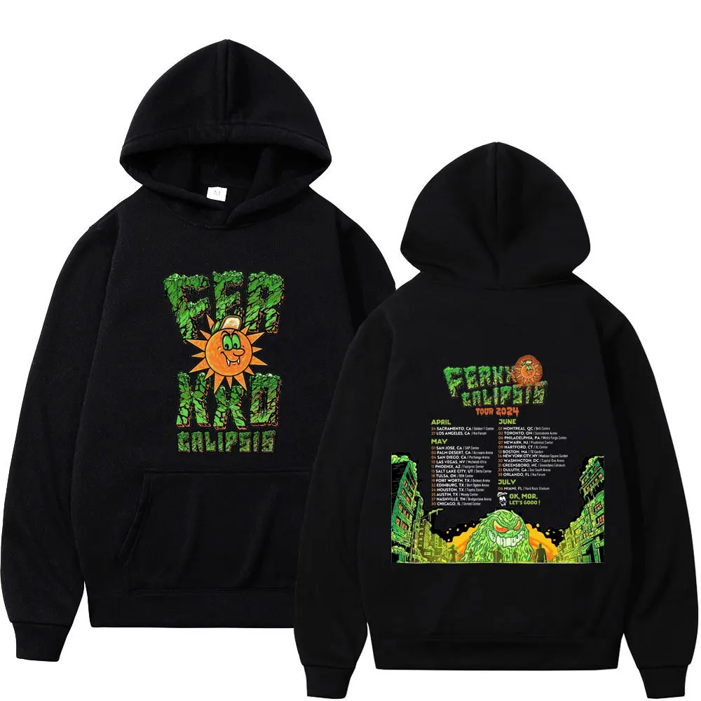 

2024 Двусторонняя толстовка с рисунком Rapper Feid Ferxxocalipsis Tour, Модные свитшоты Y2k в стиле Харадзюку, пуловеры в стиле хип-хоп унисекс