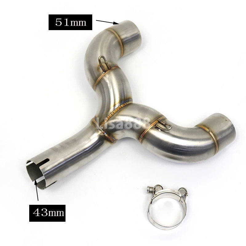 

51mm Exhaust Motorcycle Muffler Middle Link Pipe Slip on Double Pipe Adapter Escape Moto For Benelli 600 BN600 BJ600 TNT600
