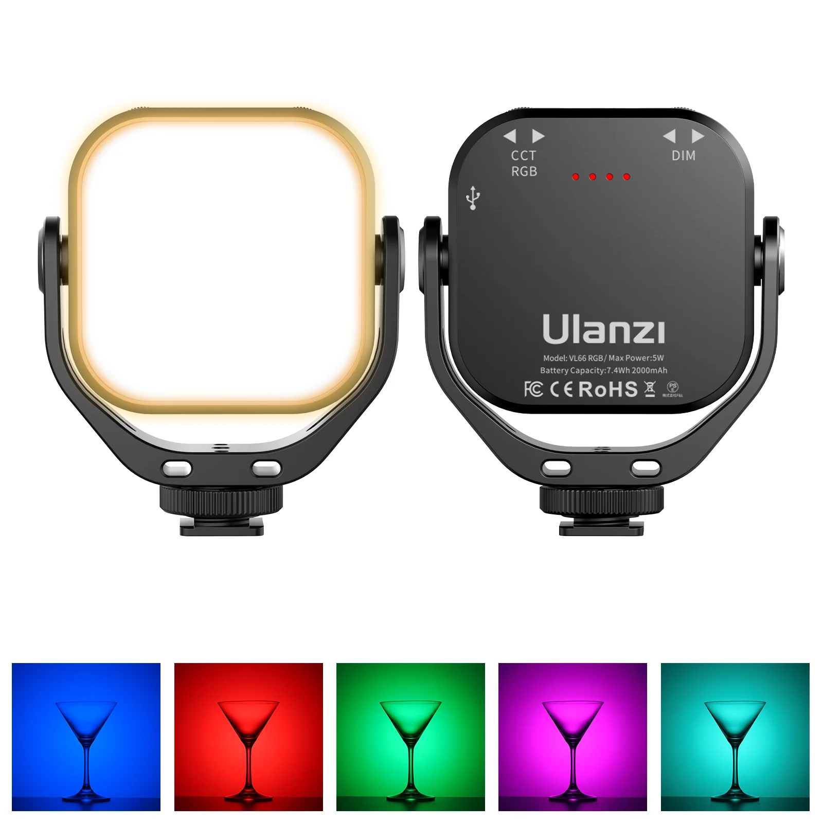 ULANZI VL66 RGB LED Video Světlo Otočné Akumulátor 2000mAh